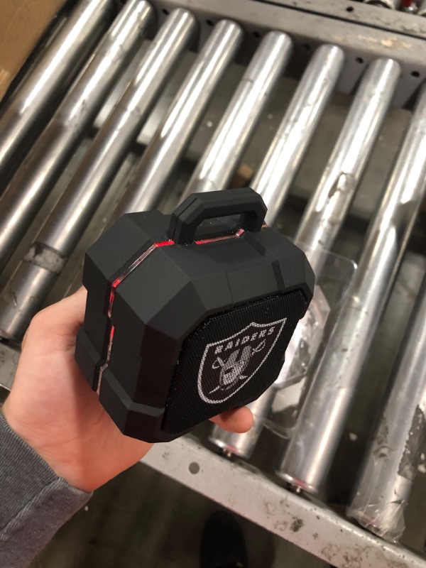 Photo 2 of SOAR NFL Shockbox LED Wireless Bluetooth Speaker - Water Resistant IPX4, 5.0 Bluetooth with Over 5 Hours of Play Time - Small Portable Speaker - Officially Licensed NFL, Perfect Home & Outdoor Speaker Las Vegas Raiders One Size Team Color