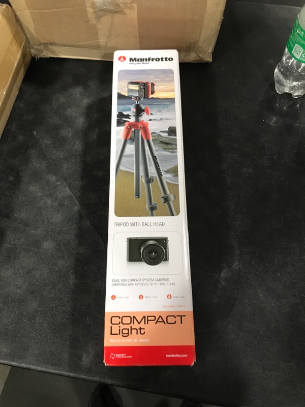 Photo 2 of Manfrotto 4-Section Compact Light Aluminum Tripod with Built-in Ballhead, Red