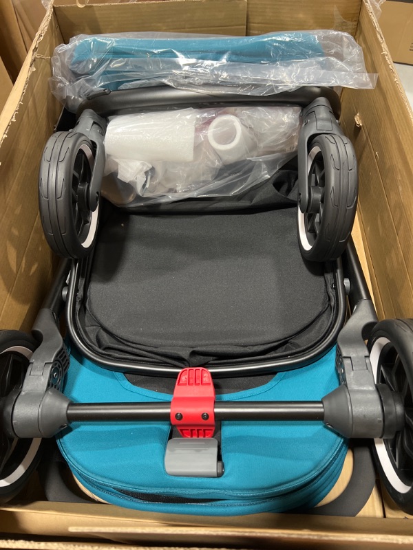 Photo 2 of Diono Excurze Baby, Infant, Toddler Stroller, Perfect City Travel System Stroller and Car Seat Compatible, Adaptors Included Compact Fold, Narrow Ride, XL Storage Basket, Blue Turquoise