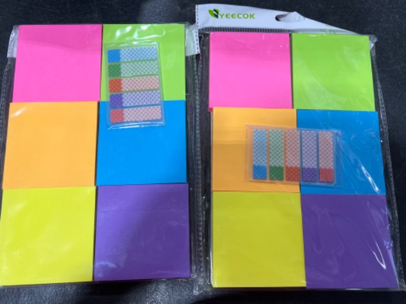 Photo 2 of Sticky Notes 3 x 3 in, 6 Colors Post Self Sticky Notes Pad Its, Bright Post Stickies Colorful Sticky Notes for Office, Home, School, Meeting, 6 Pads/Pack, 110 Sheets/pad 2 PACK 