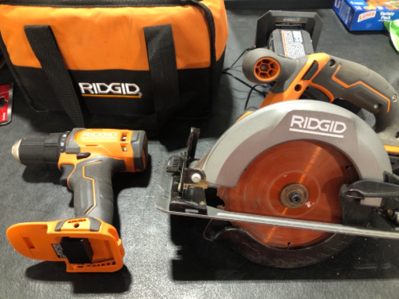 Photo 2 of 18V Brushless Cordless 2-Tool Combo Kit w/ Impact Driver, Battery, Charger, Bag &  Circular Saw
