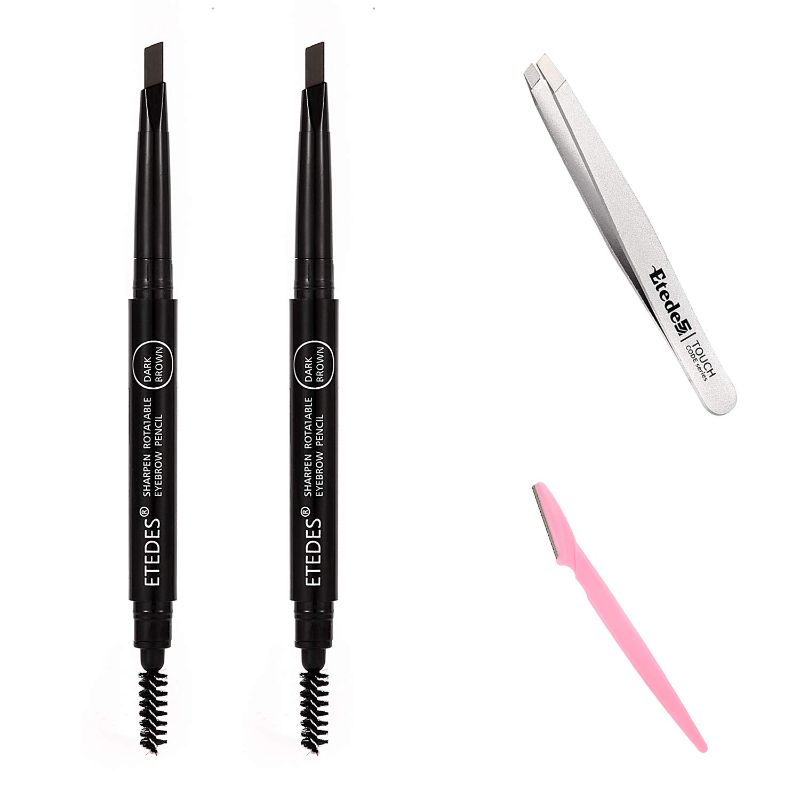 Photo 1 of Eyebrow Pencil- dark brown- 2 pack with Tweezer and Razor