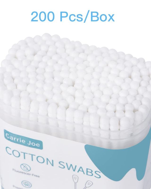 Photo 1 of 200pcs Paper Stick Cotton Swabs- 800 Count Pointy Organic Cotton Buds Double Side Tightly Wrapped Cotton Tips Soft Gentle Chlorine-Free Cruelty-Free,Safe, Highly Absorbent, Pointy & Round (White)
