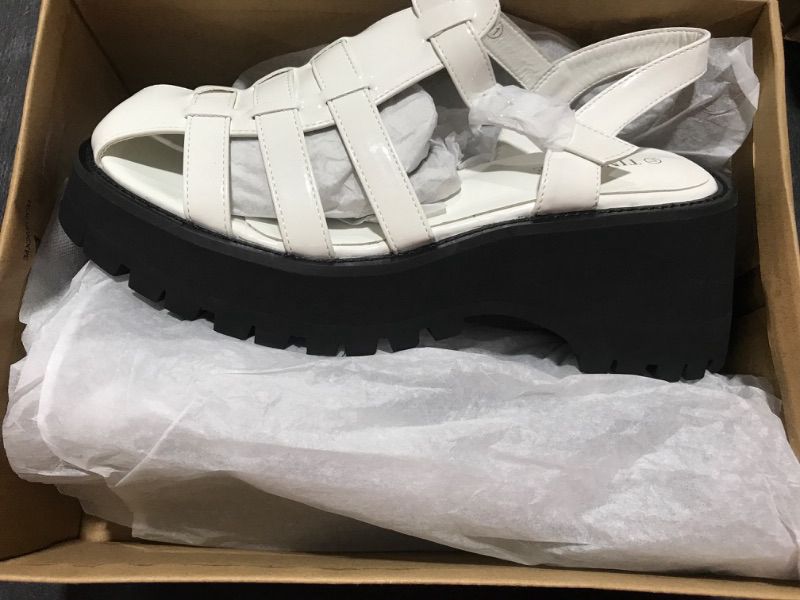 Photo 1 of [Size 11] TINSTREE Platform Sandals for Women Chunky Y2K Gladiator Sandals Strappy Comfort Wedge Sandals with Buckle- White