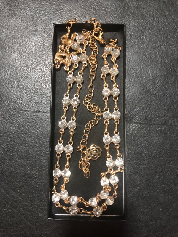 Photo 1 of Glamorstar Chain Belts for Women Girls Double Row Crystal Metal Waist Link Belt 