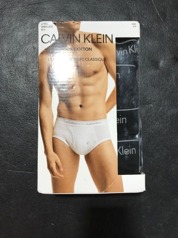 Photo 2 of [Size L] Calvin Klein Men's Cotton Classics 4-Pack Brief Large 4 Black