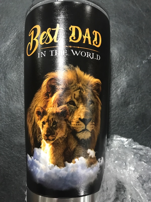 Photo 1 of  20 oz Stainless Steel Tumbler, Fathers Day Gift, Birthday, Dad Gifts From Daughter, Son, Dad tumbler, Cup, Dad Birthday Gift, 30th, 40th, 50th, 60th, 70th, 80th ( Lion)