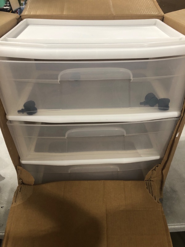 Photo 1 of 3 tier plastic drawers with wheels