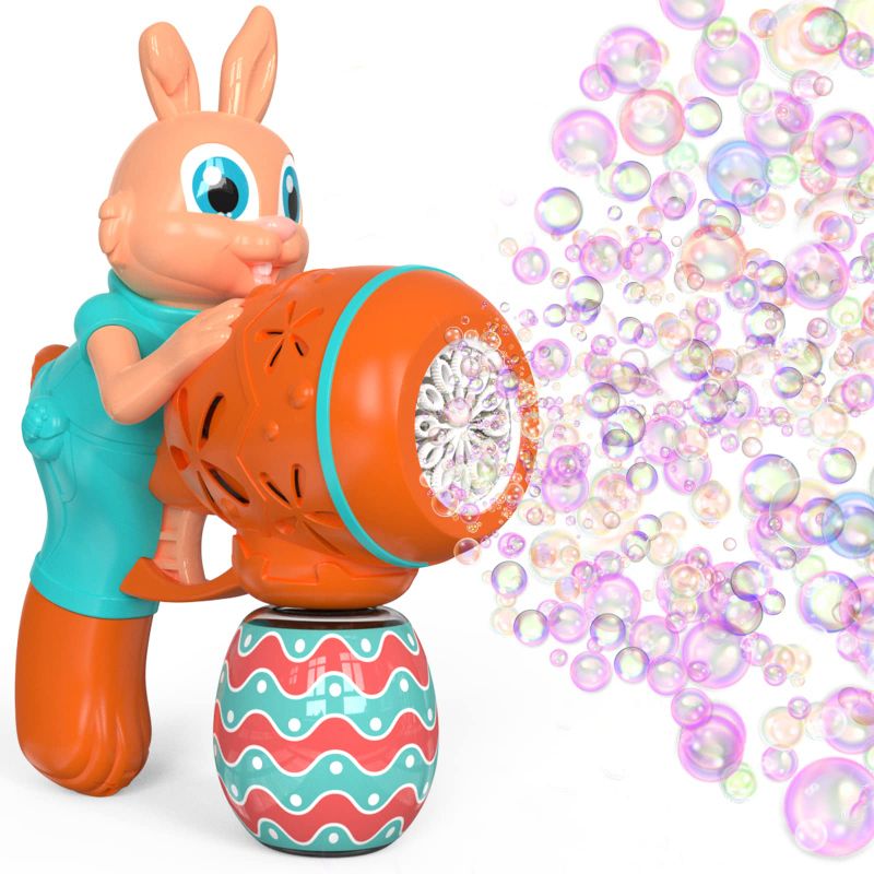 Photo 1 of Bubble Machine Gun for Toddlers Kids - Bunny Bubble Blower Outdoor Bubbles Toys for Kids Ages 4-8, Automatic Bubble Maker with 5 Packs Bubbles Refill, Birthday Party Gifts for Little Boys & Girls Blue-orange