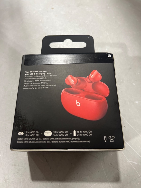 Photo 3 of Beats Studio Buds - True Wireless Noise Cancelling Earbuds - Compatible with Apple & Android, Built-in Microphone, IPX4 Rating, Sweat Resistant Earphones, Class 1 Bluetooth Headphones Red  - SEALED - 