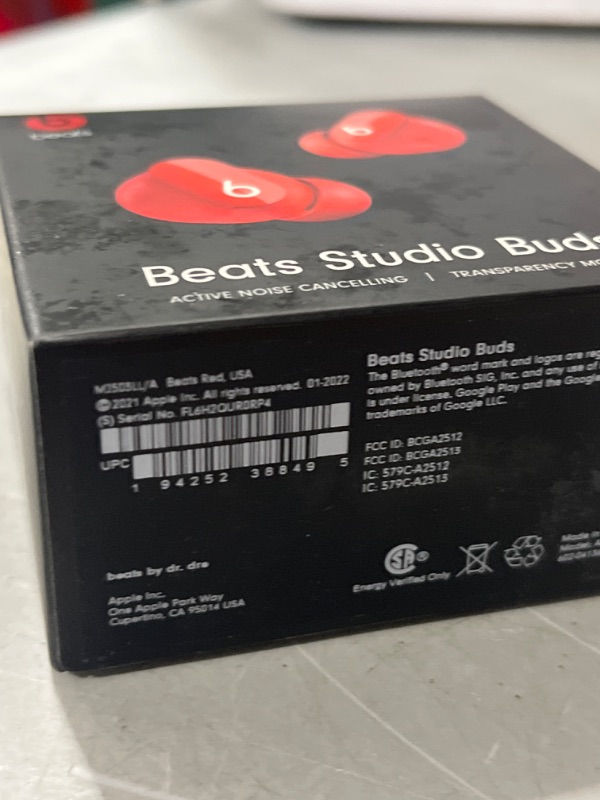 Photo 4 of Beats Studio Buds - True Wireless Noise Cancelling Earbuds - Compatible with Apple & Android, Built-in Microphone, IPX4 Rating, Sweat Resistant Earphones, Class 1 Bluetooth Headphones Red  - SEALED - 