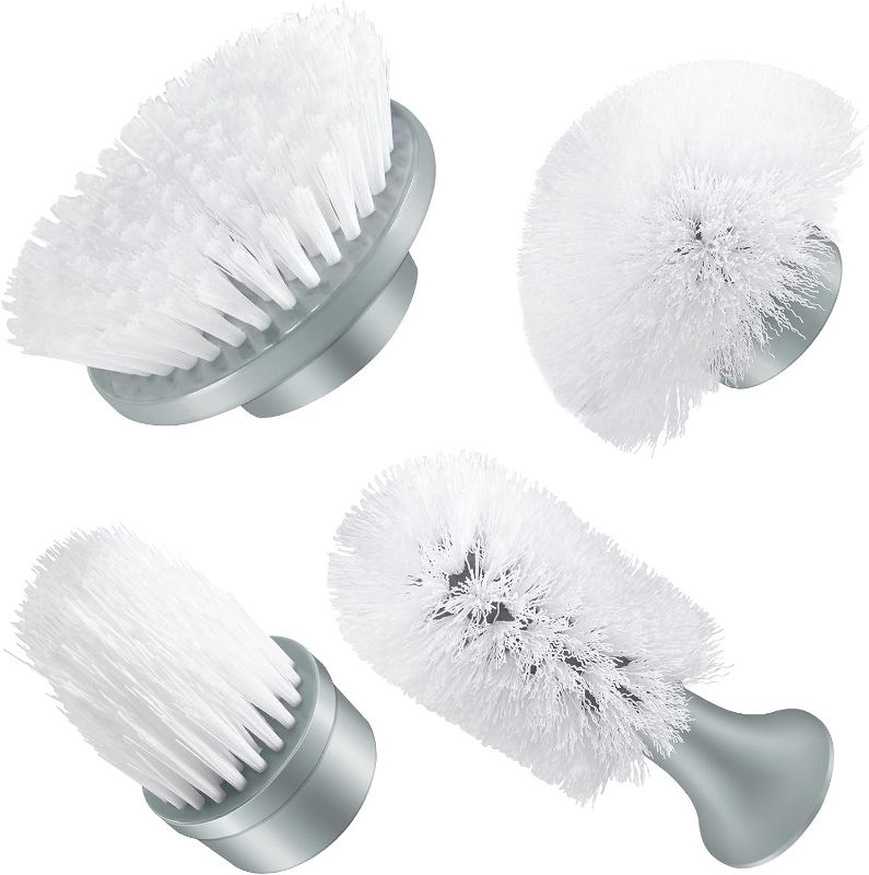 Photo 1 of 4 Replacement Brush Heads for GOFOIT Spin Scrubber, Cleaning Brush Heads Set of Electric Spin Scrubber, Power Scrubber Brush for Bathroom, Tile & Floor, White
