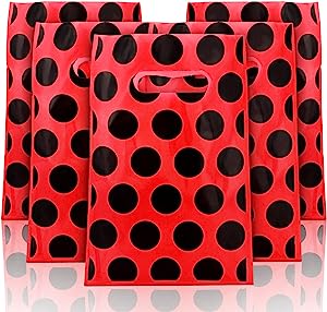 Photo 1 of 100 Pcs Ladybug Birthday Party Favor Bags Ladybug Plastic Candy Bags Ladybug Red Black Polka Dot Gift Bags Ladybug Party Supplies for Ladybug Theme Party Wedding Birthday Party Baby Shower Decorations 