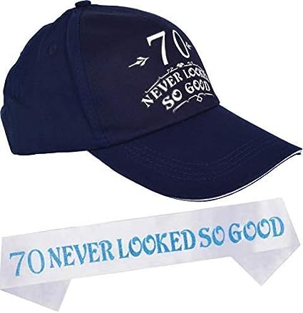Photo 1 of 70th Birthday Gifts for Men, 70th Birthday Hat and Sash Men, 70 Never Looked So Good Baseball Cap and Sash, 70th Birthday Party Supplies, 70th Birthday Party Decorations, 70th Birthday Accessories