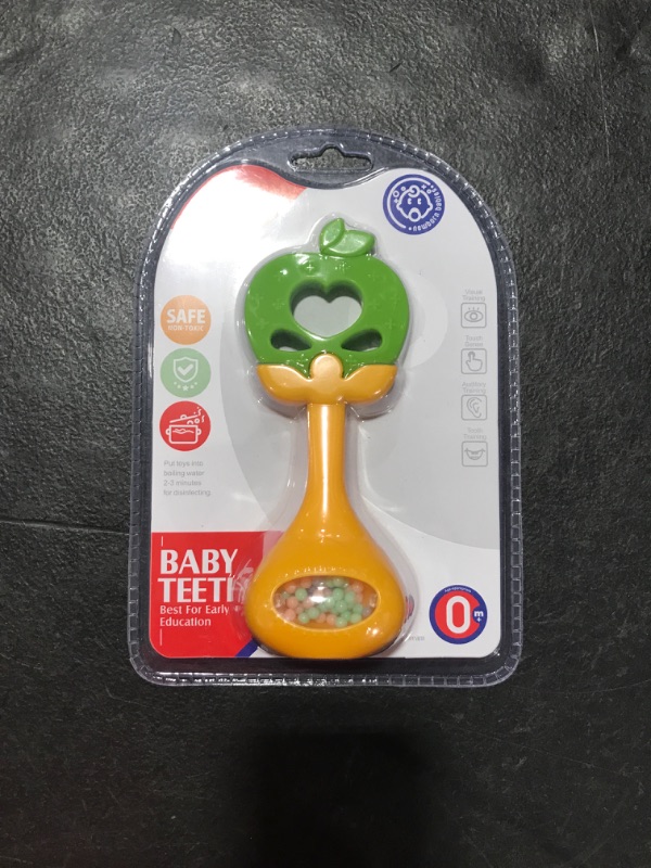 Photo 1 of Baby's Molar Rattle Standing Toy Safety Silicone Fruit Teether
