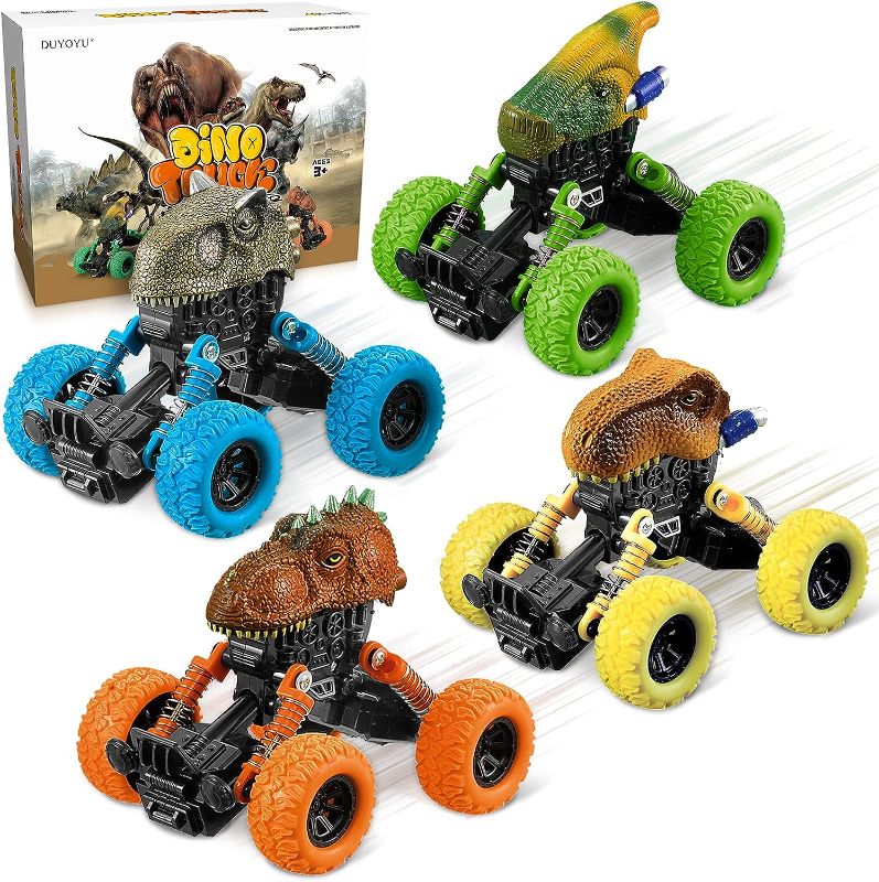 Photo 1 of ABCaptain Dinosaur Toys for 3-5 Years Old Boys, Vehicles Pull Back Dinosaurs Cars Monster Trucks Birthday for Kids Toddlers Age 3 4 5 6 (8Pcs)