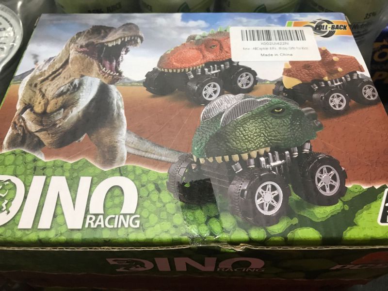 Photo 2 of ABCaptain Dinosaur Toys for 3-5 Years Old Boys, Vehicles Pull Back Dinosaurs Cars Monster Trucks Birthday for Kids Toddlers Age 3 4 5 6 (8Pcs)