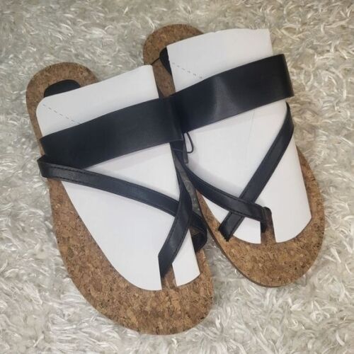 Photo 1 of [Size 9] mysoft Women's Flat Slide Sandals Summer Open Toe Comfort Slip On Flat Sandal