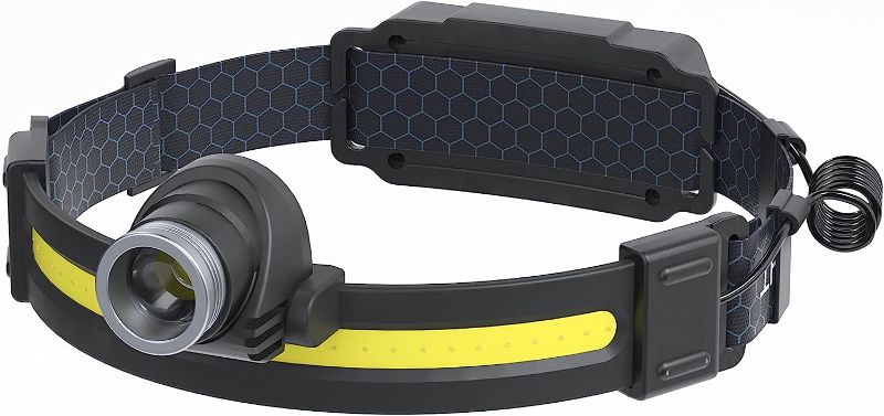 Photo 1 of LED headlamp for Adults. Silicone 500 Lumens Portable Flood & Spot Head Lamp with Independently Controlled Taillights. IPX4 Type-C Rechargeable Flood Headlamps for Running, Camping, Maintaining?Pro? 
