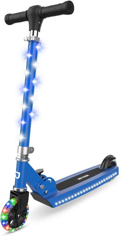 Photo 1 of  Jetson Scooters - Jupiter Kick Scooter - Collapsible Portable Kids Push Scooter - Lightweight Folding Design with High Visibility RGB Light Up LEDs on Stem, Wheels, and Deck 