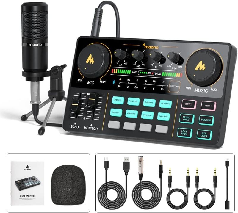 Photo 1 of MAONO Podcast Equipment Bundle-MaonoCaster Lite -Audio Interface-All in One-Podcast Production Studio with 3.5mm Microphone for Live Streaming, Podcast Recording, Youtube, PC, Smartphone (AU-AM200-S1)
