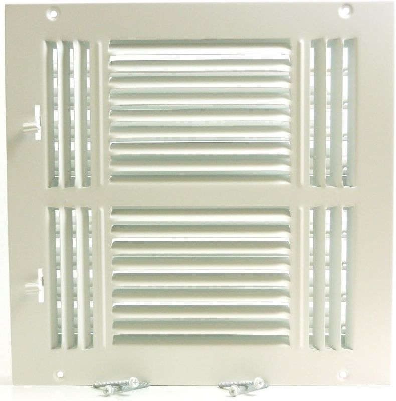 Photo 1 of 10" x 10" 3-Way Supply Grille, with Damper & Lever, Fixed Blades
