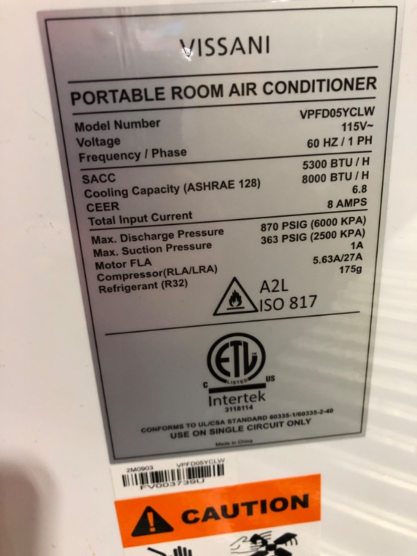 Photo 4 of 5,000 BTU 115-Volt Portable Air Conditioner with Dehumidifier Mode and Remote in White
