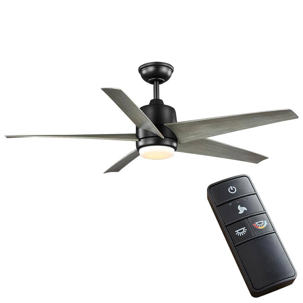 Photo 1 of  Hampton Bay Mena 54 in. Color Changing Integrated LED Indoor/Outdoor Matte Black Ceiling Fan with Light Kit and Remote 