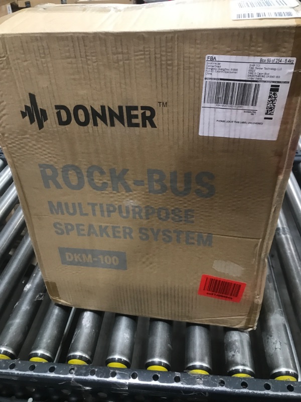 Photo 1 of Donner Outdoor Speaker, 3-Way Speaker PA System, Portable Bluetooth Speaker with 2 Microphones, Rock-Bus Karaoke Machine, 6 Sound Effects, Bass Boost, Guitar Input, Supports AUX/FM/AM/USB Charging