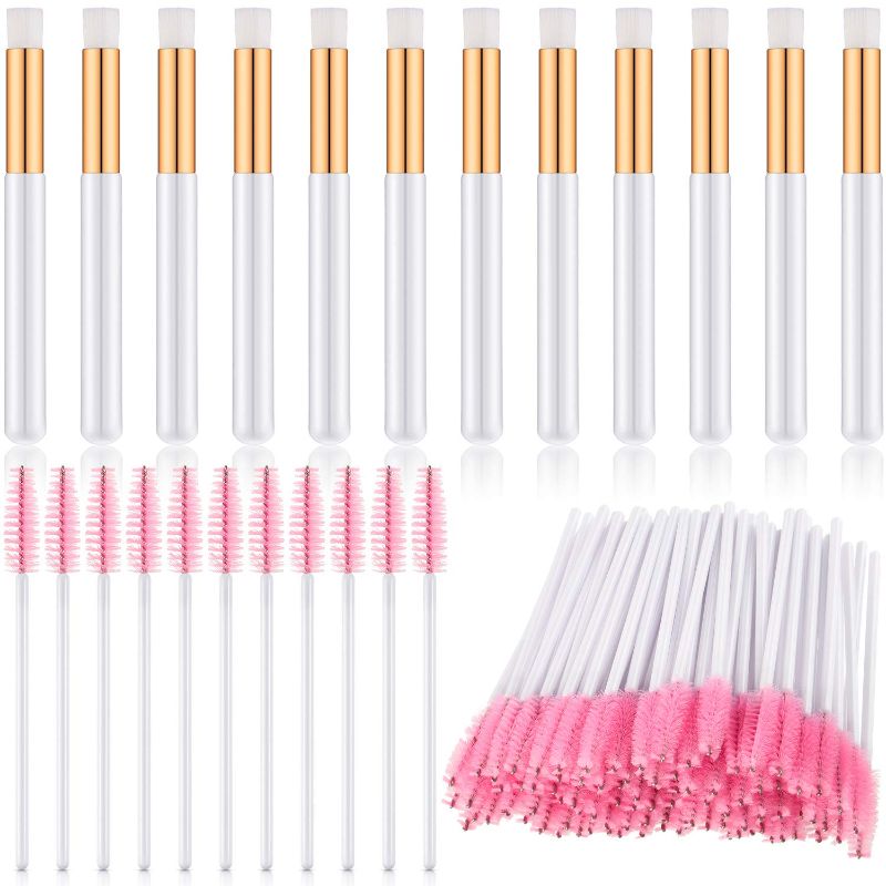 Photo 1 of 12 Pieces Lash Shampoo Brush Eyelash Cleaning Brush Nose Pore Deep Cleansing Brush Lash Extensions Cleaner Brush and 100 Pieces Eyelash Brush Mascara Wand Applicator for Peel off Blackhead (White)
