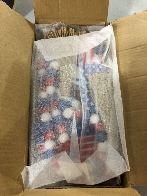 Photo 1 of 11 Pcs 4th of July Tiered Tray Decor Wood Patriotic Decorations Set Rustic Farmhouse Decor Independence Day Small Star Sign Red White Blue Blocks Decor for American Flag Memorial Day Decor Home Party