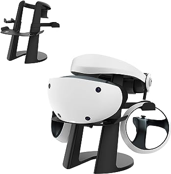 Photo 1 of AMVR VR Stand for Quest 2, VR Headset and Touch Controllers Display Holder for Quest 2, PSVR 2, Quest, Rift, Rift S or Valve Index (Black, Just VR Stand)
