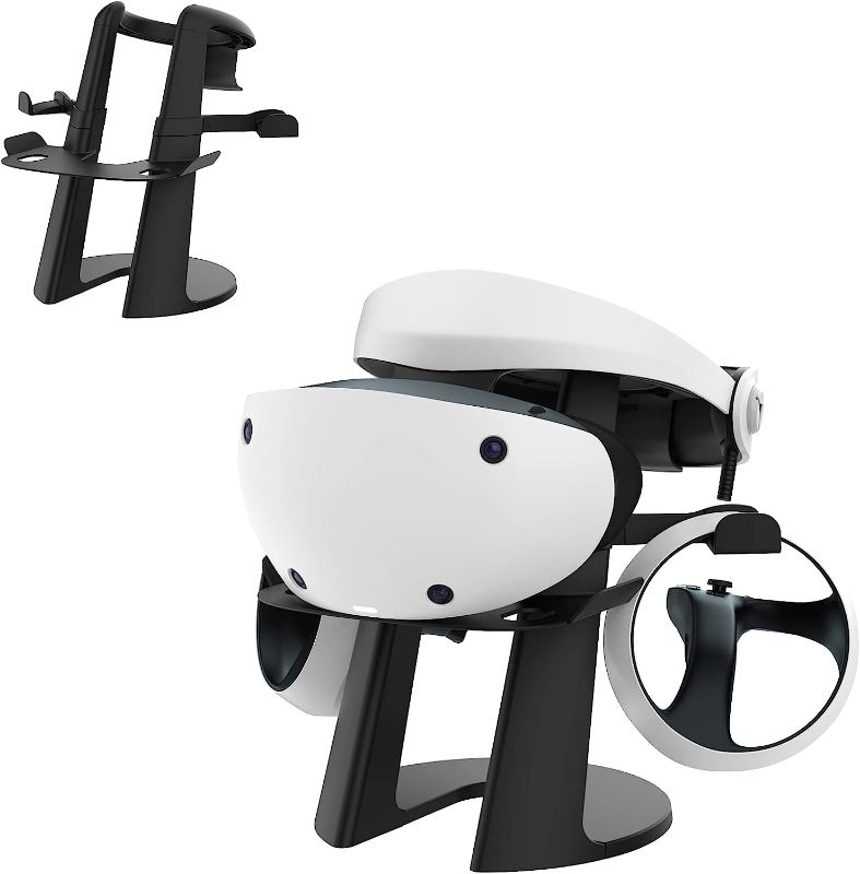 Photo 1 of AMVR VR Stand for Quest 2, VR Headset and Touch Controllers Display Holder for Quest 2, PSVR 2, Quest, Rift, Rift S or Valve Index (Black, Just VR Stand)
