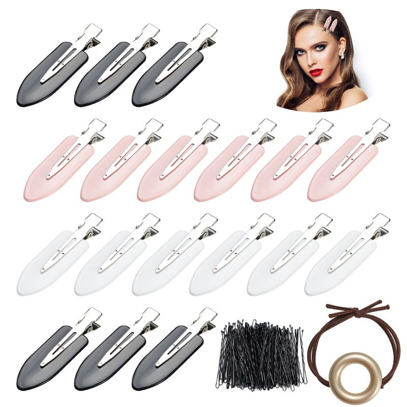 Photo 1 of 121Pcs Hair Clips Set-21Pcs 2.4 " No Bend Hair Clips, No Crease Hair Clips, Styling Clips for Hairstyle, Curl Pin Clips for Makeup, Bangs Hairpin and 100Pcs Hair Bobby Pins Black