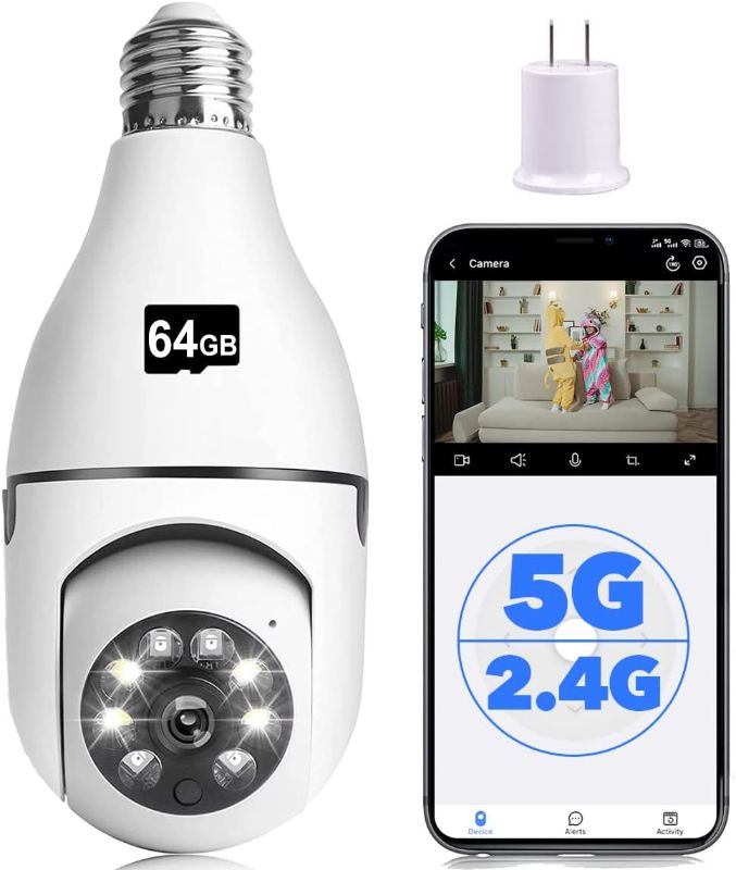 Photo 1 of 1080P Light Bulb Camera, Wireless 5GHz & 2.4GHz WiFi Home Security Camera 360° Surveillance Cam with Motion Detection Alarm Night Vision Light Socket Camera
