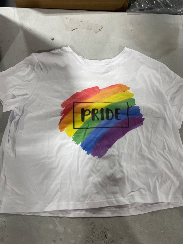 Photo 1 of CROPPED WHITE PRIDE T-SHIRT - SIZE MEDIUM