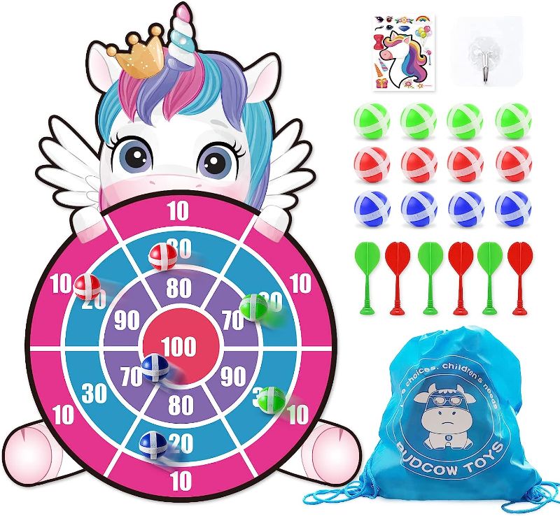 Photo 1 of budcow 30" Dart Board for Kids, Unicorn Dartboard Toys for 3 4 5 6 7 8+ Years Toddlers Boys and Girls, Kids Sports&Outdoor Play Toys Indoor Sport Outdoor Fun Party Favors
