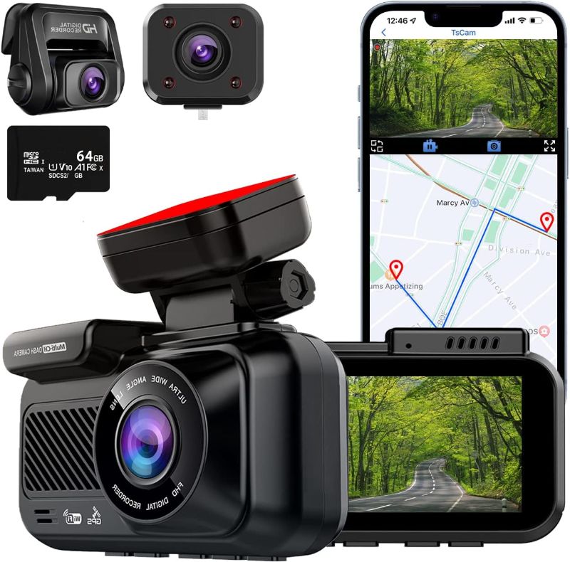 Photo 1 of BPYY 3 Channel 4K Dash Cam, 4K+1080P+1080P Front and Rear and Interior, Dash Camera for Cars Built-in 5G WiFi GPS, HD Camera, 24-Hour Parking Mode, WDR, IR Night Vision, G Sensor, Support up to 256G
