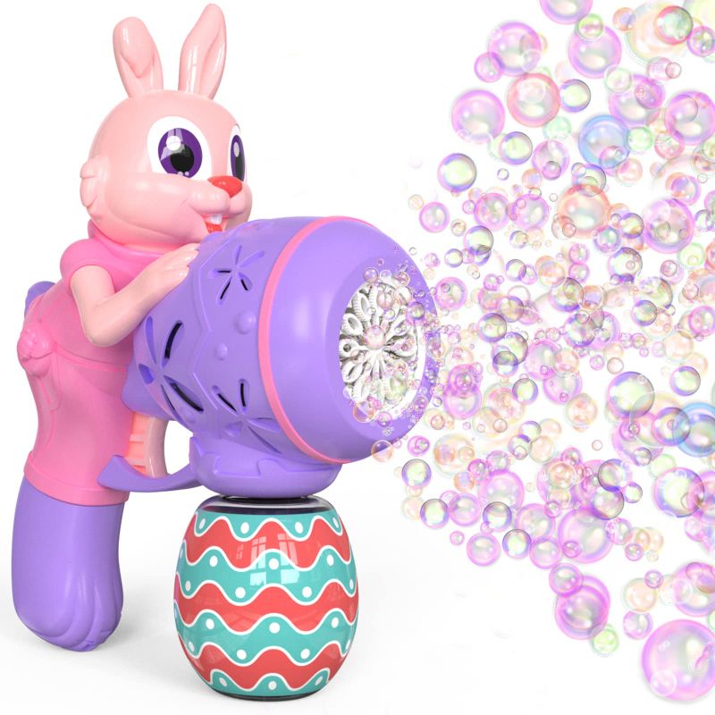 Photo 1 of Bubble Gun for Toddlers Girls Toys- Automatic Bunny Bubble Machine for Toddlers 1-3, Outdoor Birthday Party Gifts Bubbles for Kids 4-8, Pink Purple Bubble Blower Maker with 5 Packs Bubbles Refill Pink-purple