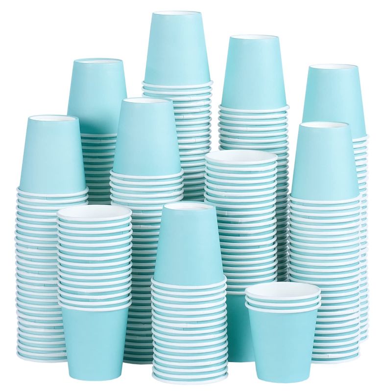 Photo 1 of 300 Pack 3oz Disposable Paper Cups, Disposable Mini Bathroom Mouthwash Cups, Mini Blue Paper Cups for Parties, Picnics, Barbecues, Travel and Events