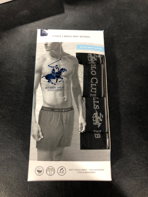 Photo 2 of Beverly Hills Polo Club Men's Premium Knit Boxer Shorts Size XL (Pack of 4)
