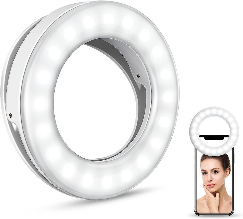 Photo 1 of Selfie Ring Light, Rechargeable Selfie Fill Light with Retaining Clip On, Video Conference Light for Phone, Laptop, Zoom Meeting, Make up