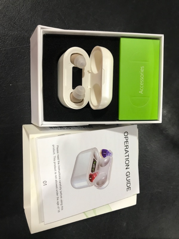 Photo 2 of Hearing Aids,Advanced Digital Rechargeable Hearing Aids with Noise Cancelling for Seniors,Mini Completely-in-Canal Digital Hearing Amplifiers with LED Power Display (WHITE)