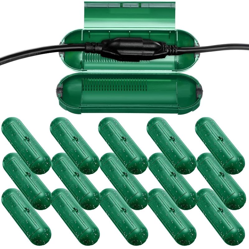 Photo 1 of 16 Pcs Outdoor Extension Cord Safety Cover Water Resistant Capsule Protector for Wire Holiday Lights Outlet Electrical Waterproof Weatherproof Plug Cover Cord Connectors Cover Connection Box(Green)
