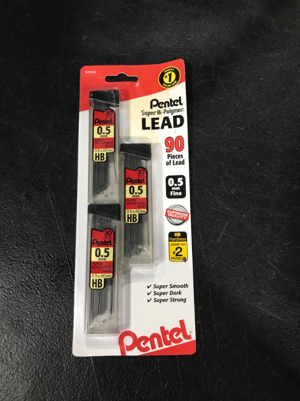 Photo 2 of Pentel Super Hi-Polymer Lead Refill, 0.5mm, 30/Leads, 3/Pack (C25BPHB3-K6)