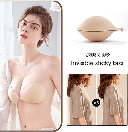 Photo 1 of Adhesive Bra Push Up Strapless Invisible Sticky Bra Reusable Backless Silicone Bra for Women Size Unknown 