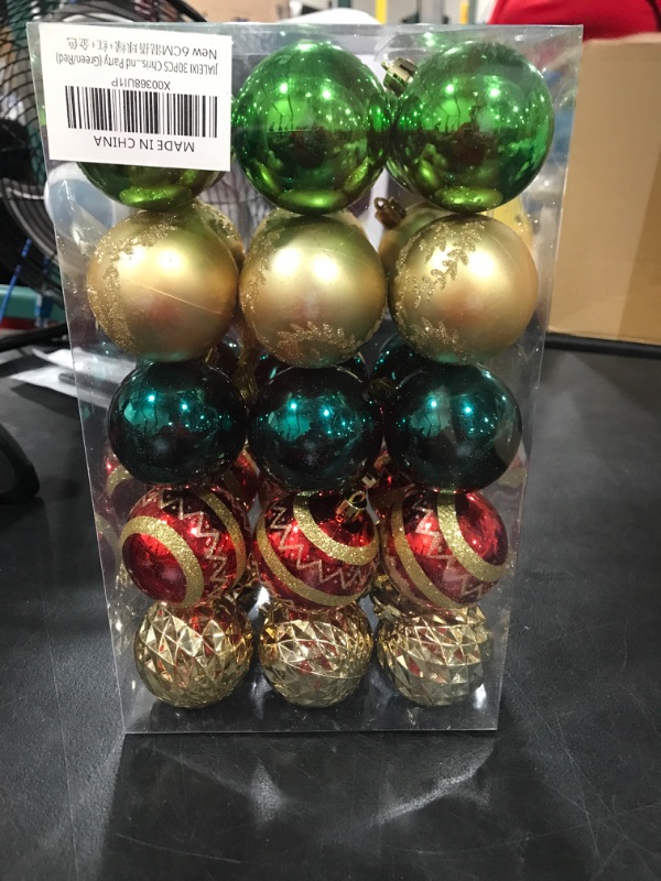 Photo 2 of 30PCS 60MM/2.36IN Christmas Tree Ornaments Assorted Pendant Shatterproof Ball Ornament Set Seasonal Decorations with Reusable Hand-Help Gift Boxes Ideal for Xmas, Holiday and Party (Green/Red/Gold)