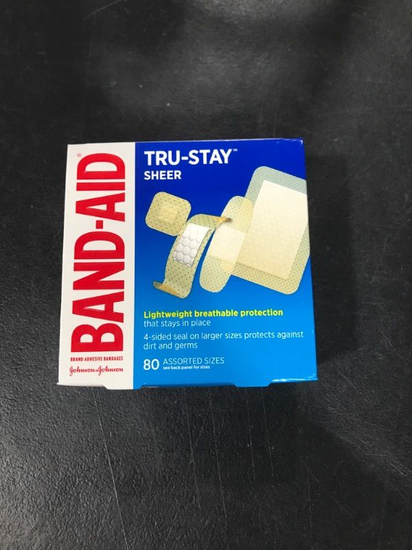 Photo 2 of Band-Aid Brand Tru-Stay Sheer Strips Adhesive Bandages for First Aid and Wound Care, Assorted Sizes, 80 ct