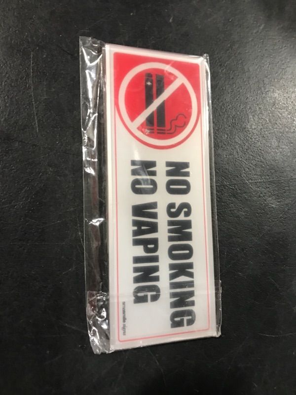 Photo 2 of No Smoking Sign 2Pack 8"x 3"x 0.2" No Smoking No Vaping Signs Premium Acrylic Self-Adhesive