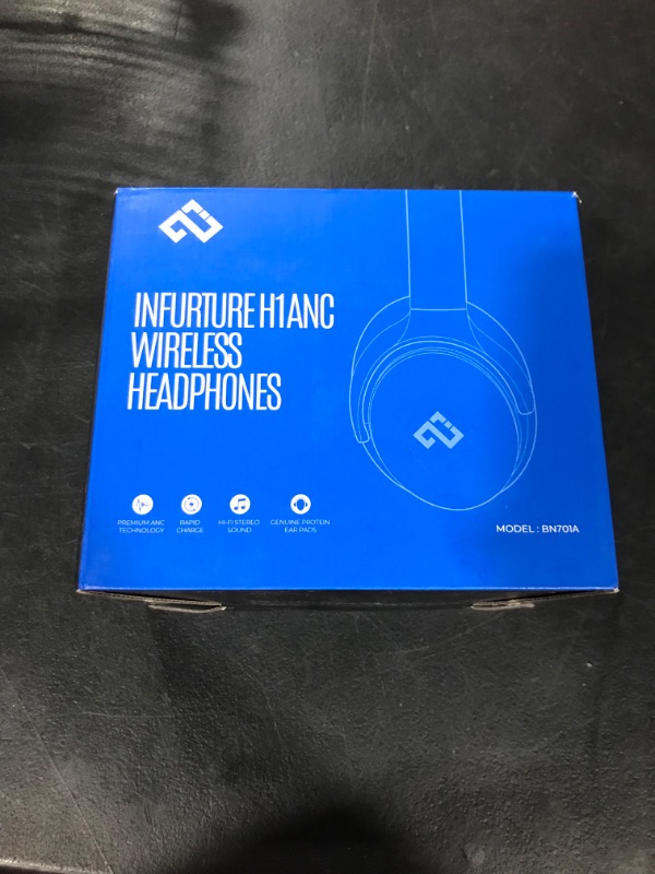 Photo 2 of INFURTURE Active Noise Cancelling Headphones, H1 Wireless Over Ear Bluetooth Headphones, Deep Bass Headset, Low Latency, Memory Foam Ear Cups,40H Playtime (Silver)